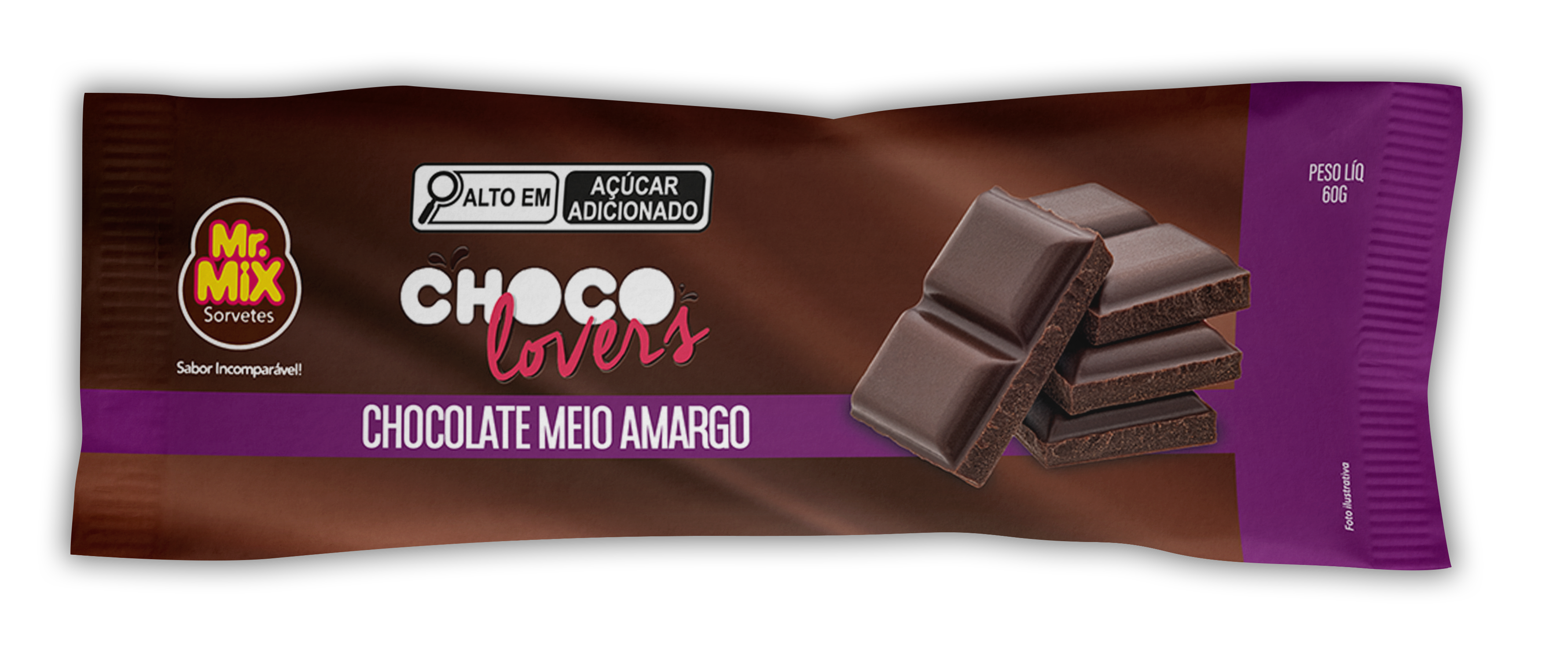 Picolé Choco Lovers de Chocolate Meio Amargo - Mr Mix Sorvetes